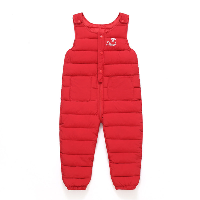Kids Red Padded Jumpsuit Detachable Top Winter Warm