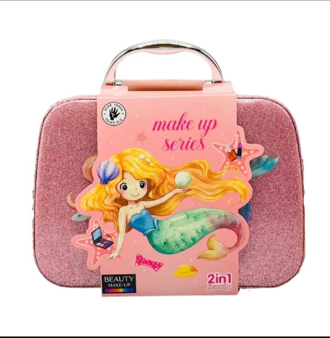2-in-1 Mermaid Beauty Makeup & Nail Art Bag for Kids | Washable Cosmetic Kit