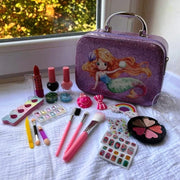 2-in-1 Mermaid Beauty Makeup & Nail Art Bag for Kids | Washable Cosmetic Kit