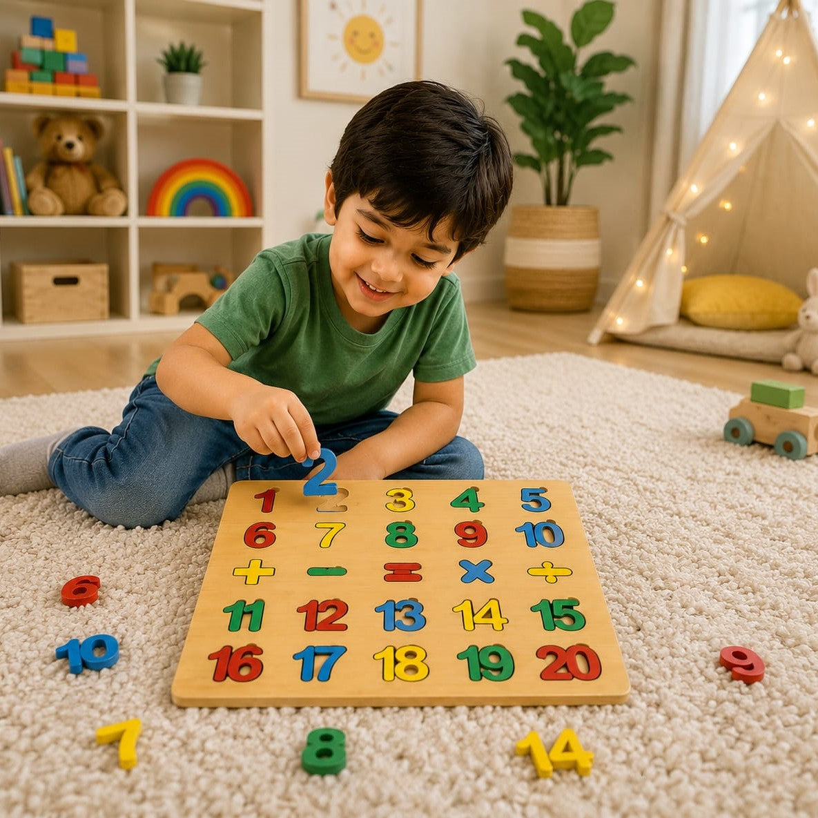 Wooden 123 Number Puzzle for Kids | Multicolor Educational Toy