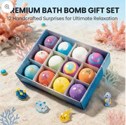 12-Piece Hidden Surprise Bath Bombs Gift Set for Kids | Organic Fizzy Bubble Bath Balls