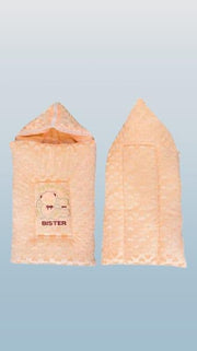 Baby Carry Nest Peach Fleece Hooded Bear Embroidery