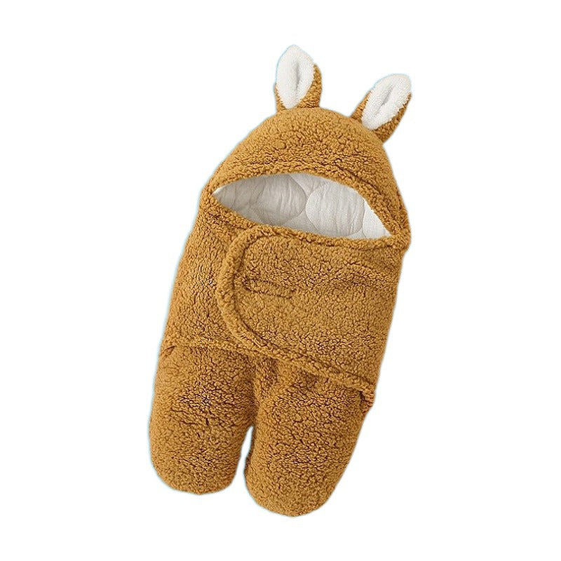 Baby Hooded Fleece Sleeping Bag with Cute Animal Ears | Warm Newborn Swaddle Wra