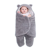 Baby Hooded Fleece Sleeping Bag with Cute Animal Ears | Warm Newborn Swaddle Wra