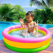 Rainbow Inflatable Kids Pool for Balcony & Garden | Compact Splash Pad
