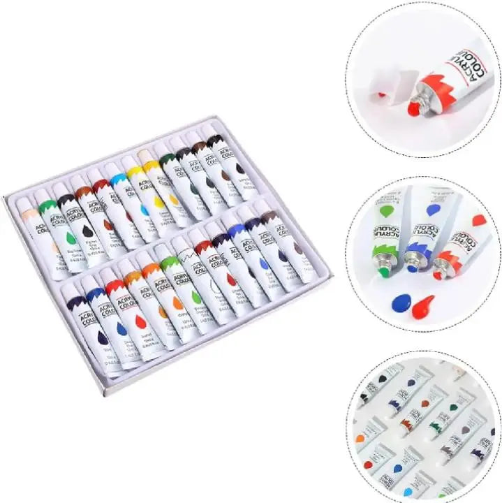 Acrylic Color Paints Set (12 Tubes) | Non-Toxic Art Painting Kit with Brush