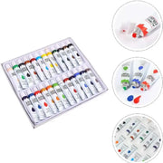 Acrylic Color Paints Set (12 Tubes) | Non-Toxic Art Painting Kit with Brush
