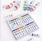 Acrylic Color Paints Set (12 Tubes) | Non-Toxic Art Painting Kit with Brush