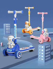 Adjustable Flexible Kids Scooter with LED Lights & Music | Foldable Astronaut Scooty