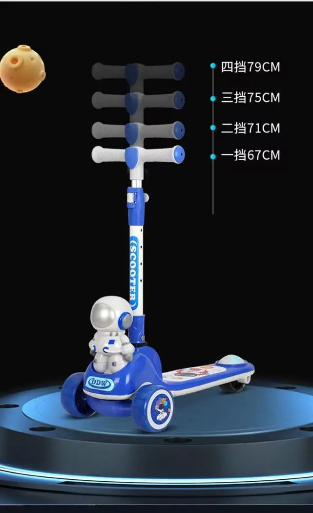 Adjustable Flexible Kids Scooter with LED Lights & Music | Foldable Astronaut Scooty