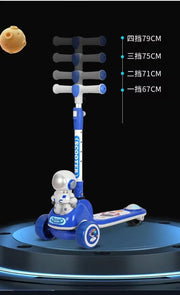Adjustable Flexible Kids Scooter with LED Lights & Music | Foldable Astronaut Scooty