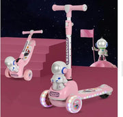 Adjustable Flexible Kids Scooter with LED Lights & Music | Foldable Astronaut Scooty