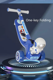 Adjustable Flexible Kids Scooter with LED Lights & Music | Foldable Astronaut Scooty