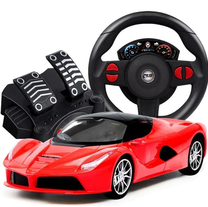 Realistic Steering Wheel RC Racing Car Set with Foot Pedals & Traffic Light