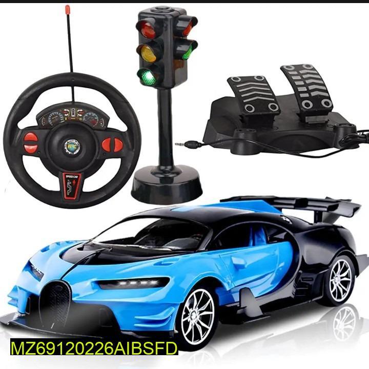 Realistic Steering Wheel RC Racing Car Set with Foot Pedals & Traffic Light