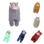 Baby Hooded Fleece Sleeping Bag with Cute Animal Ears | Warm Newborn Swaddle Wra