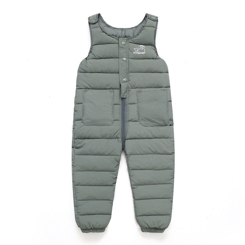 Kids Red Padded Jumpsuit Detachable Top Winter Warm